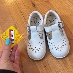 Smartfit White Kids Dress Shoes with Cut-Out Design